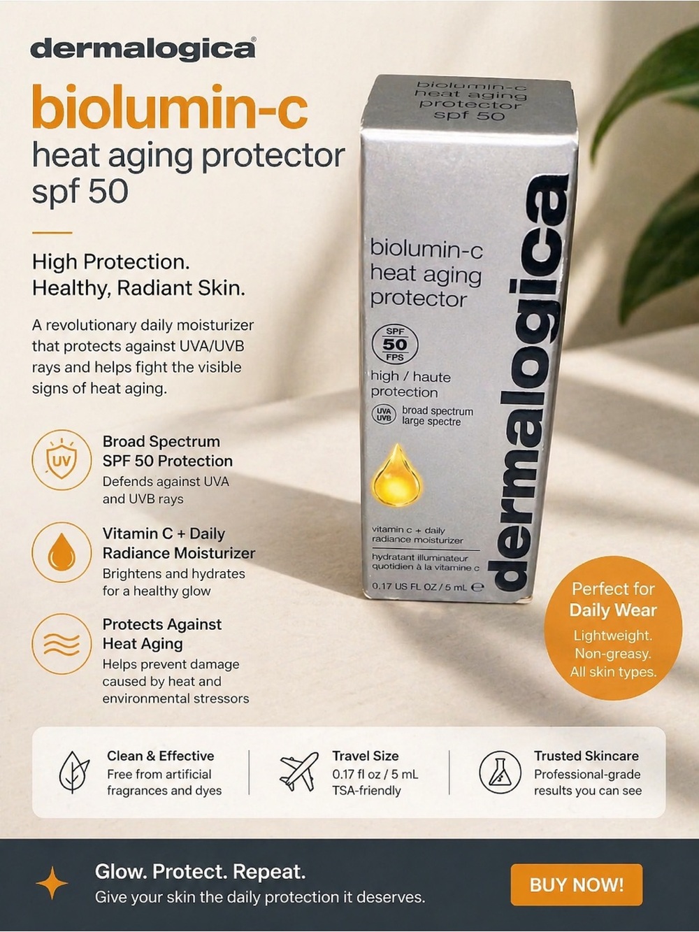 dermalogica Biolumin-C Heat Aging Protector SPF 50 - exp 10/26